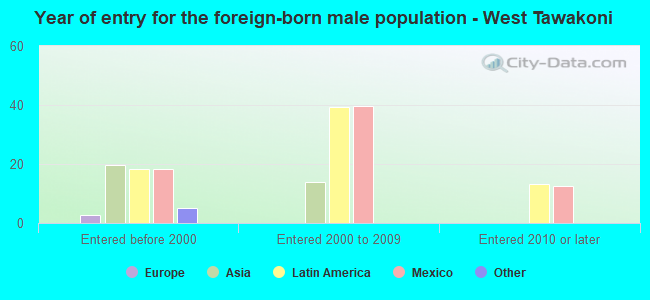 Year of entry for the foreign-born male population - West Tawakoni