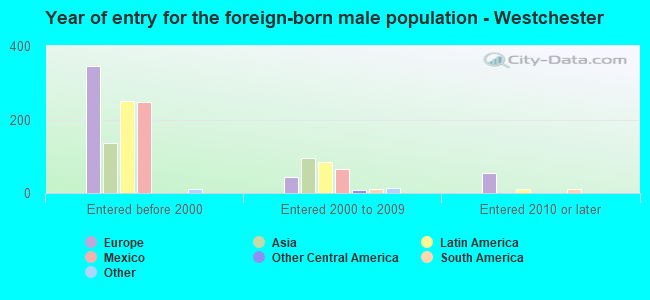 Year of entry for the foreign-born male population - Westchester