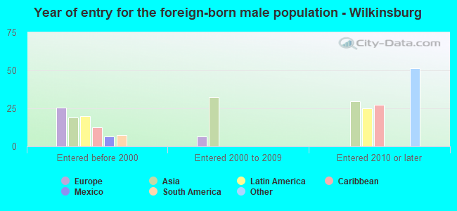 Year of entry for the foreign-born male population - Wilkinsburg