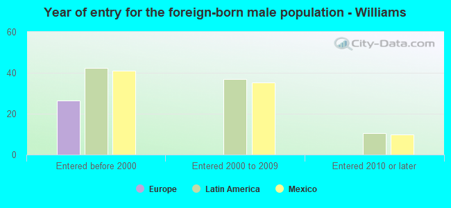 Year of entry for the foreign-born male population - Williams
