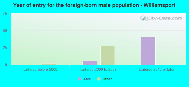 Year of entry for the foreign-born male population - Williamsport