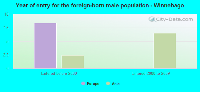 Year of entry for the foreign-born male population - Winnebago