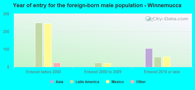 Year of entry for the foreign-born male population - Winnemucca
