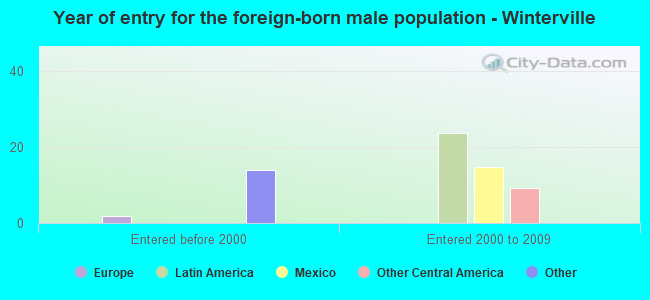 Year of entry for the foreign-born male population - Winterville