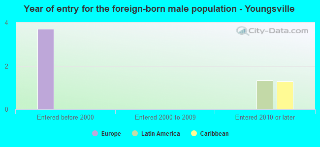 Year of entry for the foreign-born male population - Youngsville