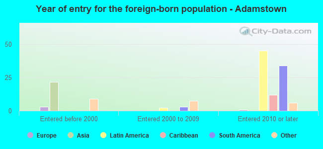 Year of entry for the foreign-born population - Adamstown