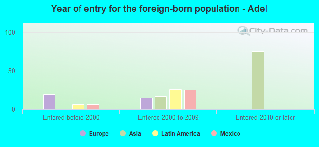 Year of entry for the foreign-born population - Adel