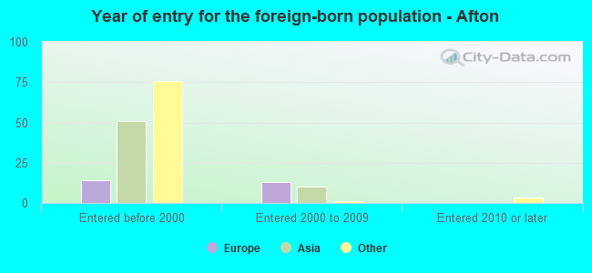 Year of entry for the foreign-born population - Afton