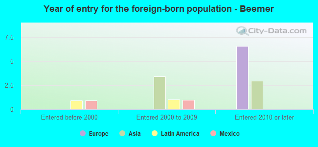Year of entry for the foreign-born population - Beemer