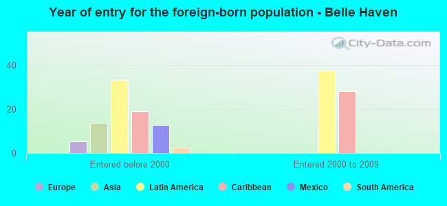 Year of entry for the foreign-born population - Belle Haven