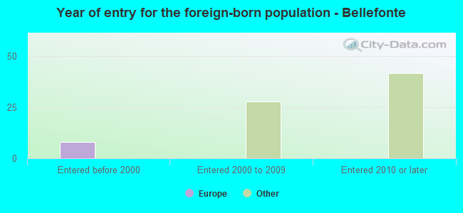 Year of entry for the foreign-born population - Bellefonte