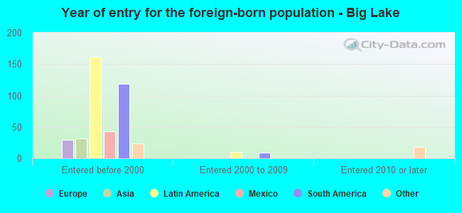 Year of entry for the foreign-born population - Big Lake