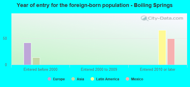 Year of entry for the foreign-born population - Boiling Springs