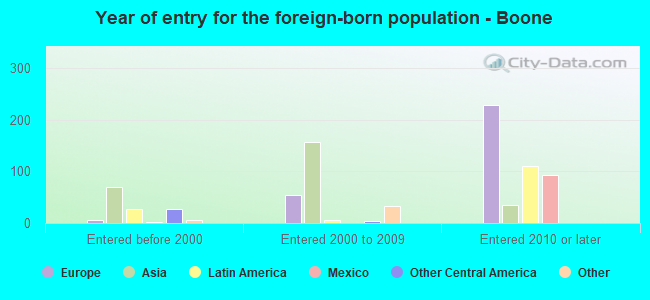 Year of entry for the foreign-born population - Boone