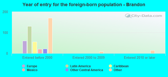 Year of entry for the foreign-born population - Brandon