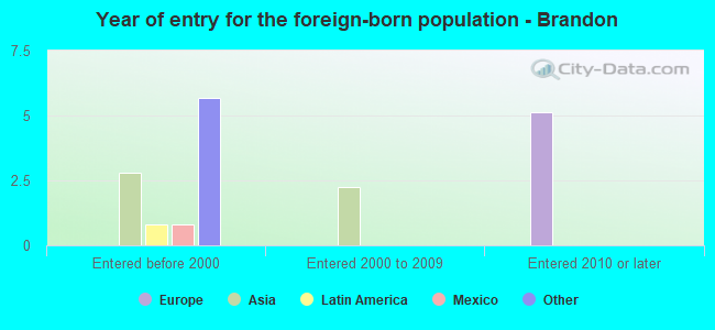 Year of entry for the foreign-born population - Brandon