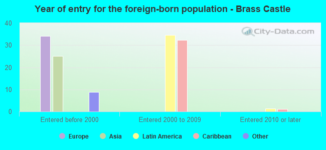 Year of entry for the foreign-born population - Brass Castle