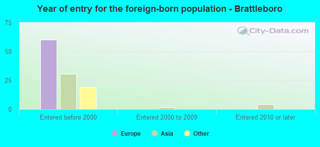 Year of entry for the foreign-born population - Brattleboro