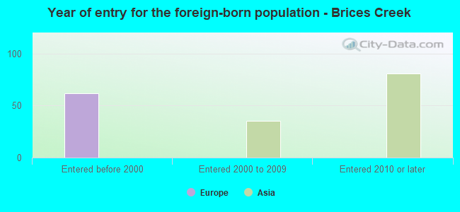 Year of entry for the foreign-born population - Brices Creek