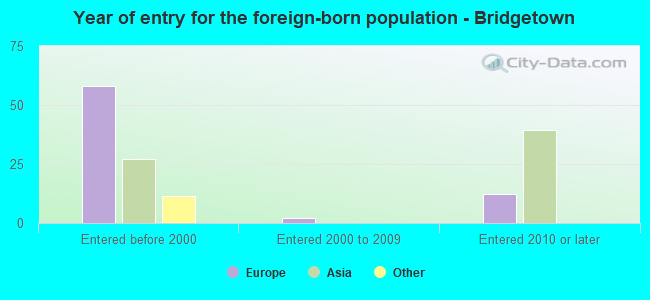 Year of entry for the foreign-born population - Bridgetown