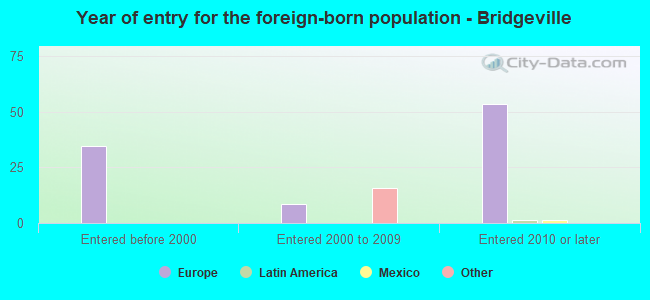 Year of entry for the foreign-born population - Bridgeville