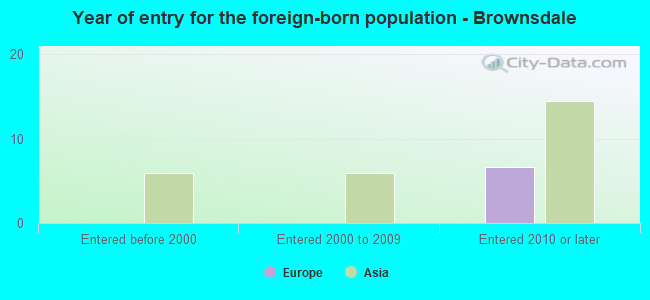 Year of entry for the foreign-born population - Brownsdale