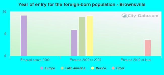 Year of entry for the foreign-born population - Brownsville