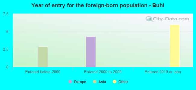 Year of entry for the foreign-born population - Buhl