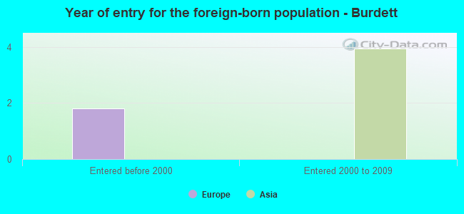 Year of entry for the foreign-born population - Burdett