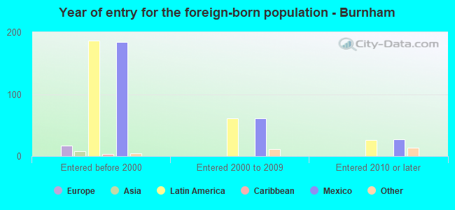 Year of entry for the foreign-born population - Burnham