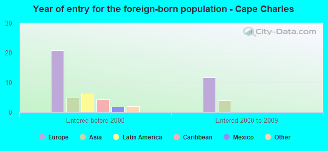 Year of entry for the foreign-born population - Cape Charles