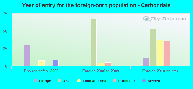 Year of entry for the foreign-born population - Carbondale
