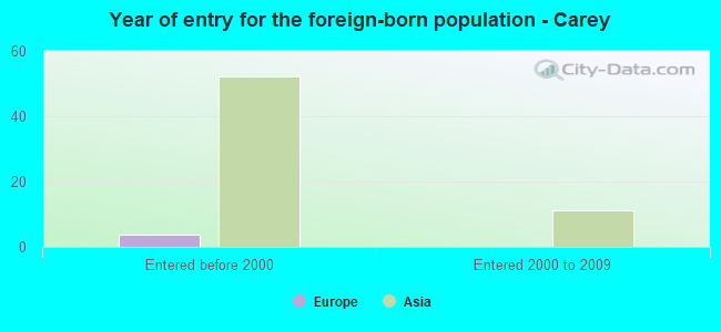 Year of entry for the foreign-born population - Carey