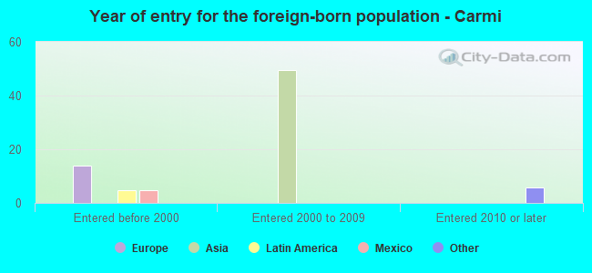 Year of entry for the foreign-born population - Carmi