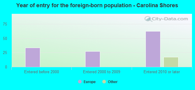 Year of entry for the foreign-born population - Carolina Shores