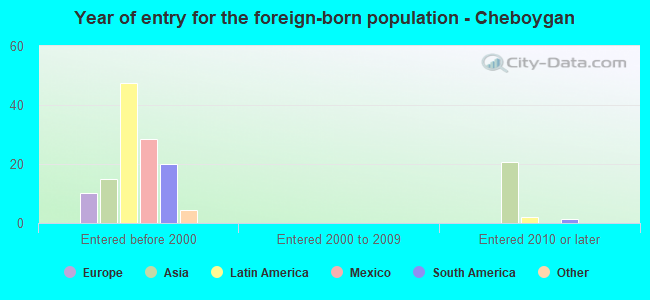 Year of entry for the foreign-born population - Cheboygan