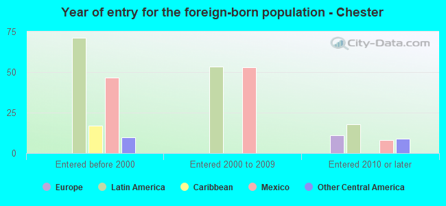 Year of entry for the foreign-born population - Chester
