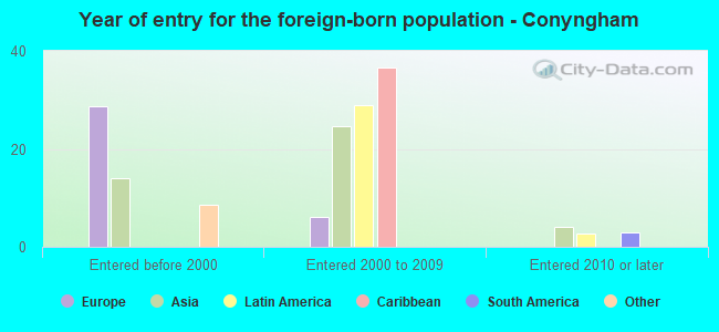 Year of entry for the foreign-born population - Conyngham