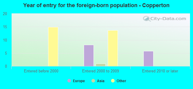 Year of entry for the foreign-born population - Copperton