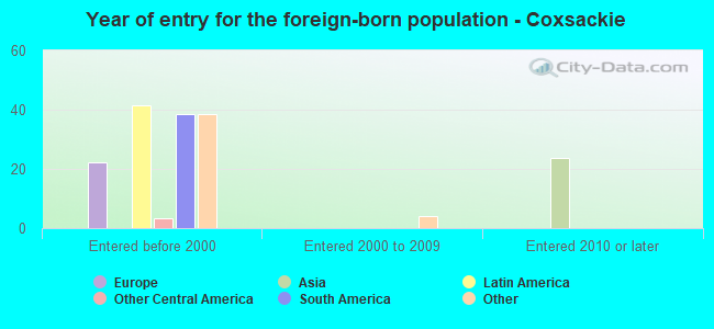 Year of entry for the foreign-born population - Coxsackie