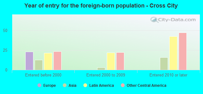 Year of entry for the foreign-born population - Cross City