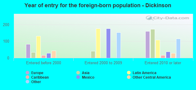 Year of entry for the foreign-born population - Dickinson
