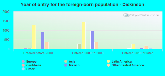 Year of entry for the foreign-born population - Dickinson