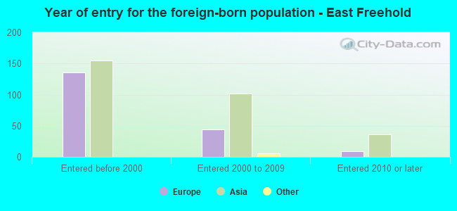 Year of entry for the foreign-born population - East Freehold
