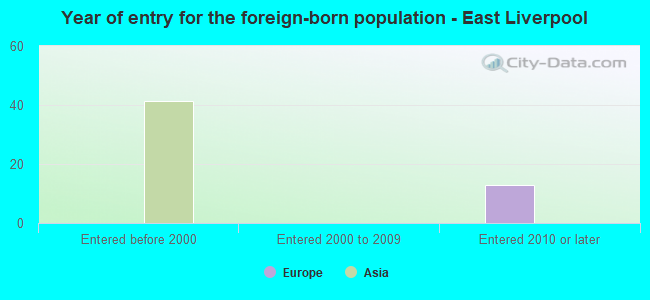 Year of entry for the foreign-born population - East Liverpool