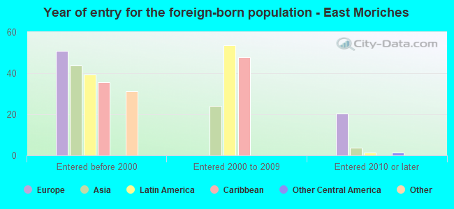 Year of entry for the foreign-born population - East Moriches