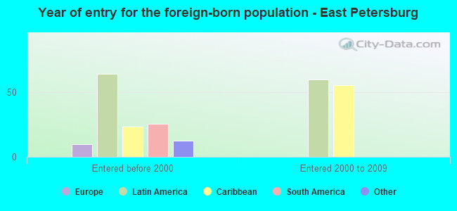 Year of entry for the foreign-born population - East Petersburg