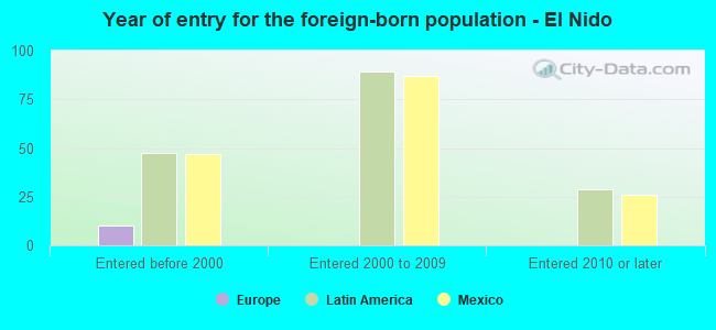 Year of entry for the foreign-born population - El Nido