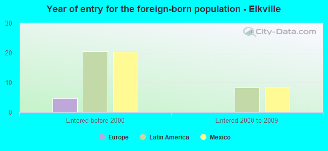 Year of entry for the foreign-born population - Elkville