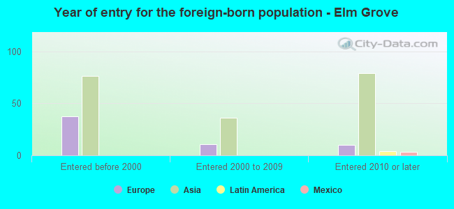 Year of entry for the foreign-born population - Elm Grove